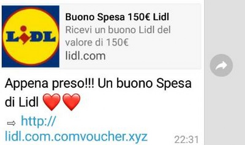 buono spesa 150 euro su whatsapp del lidl